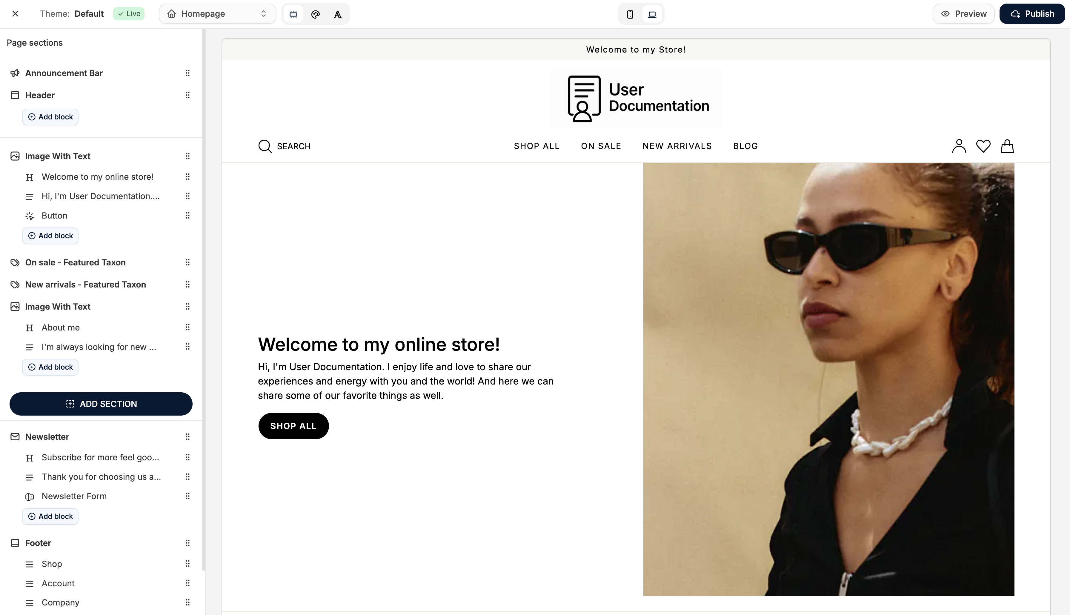 The Spree Commerce theme editor