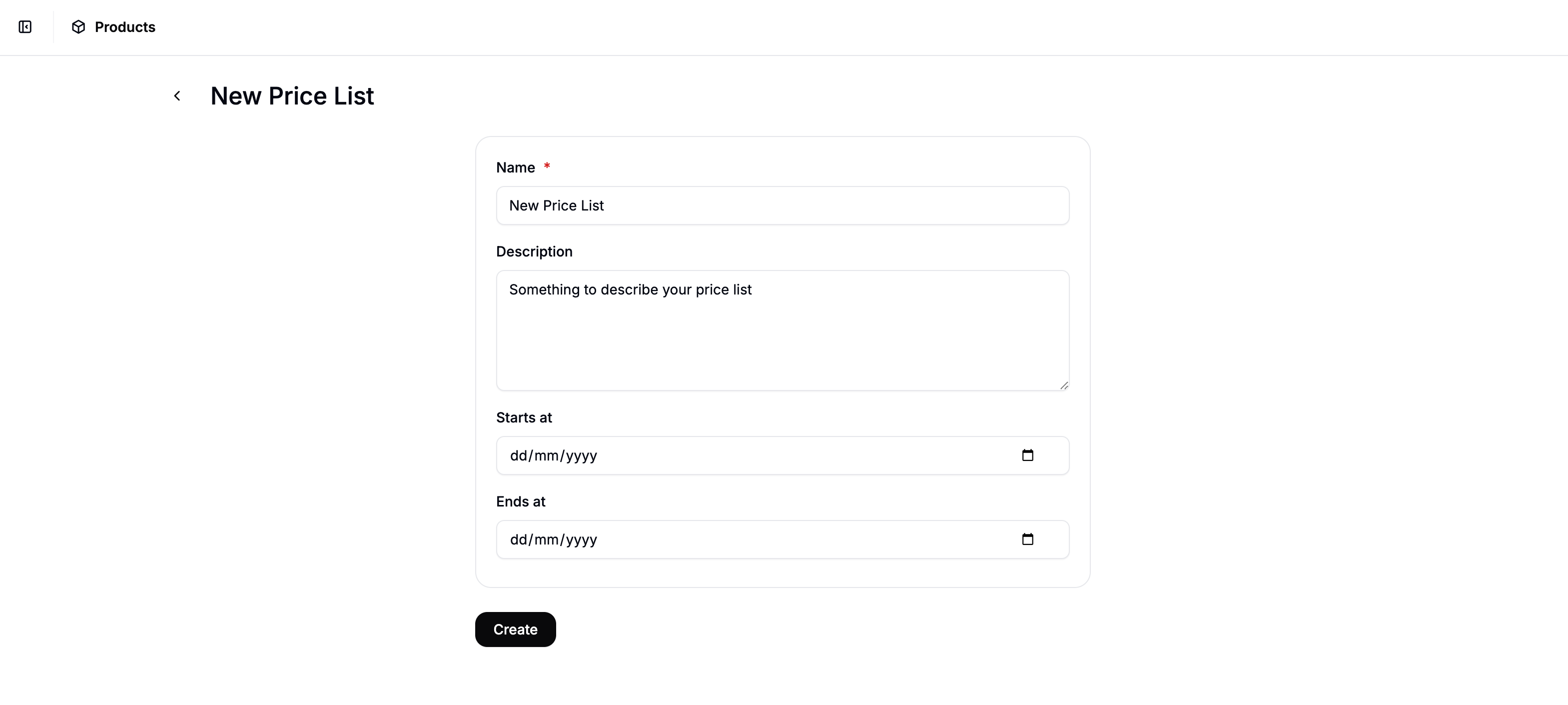 Creating a new price list in Spree Commerce
