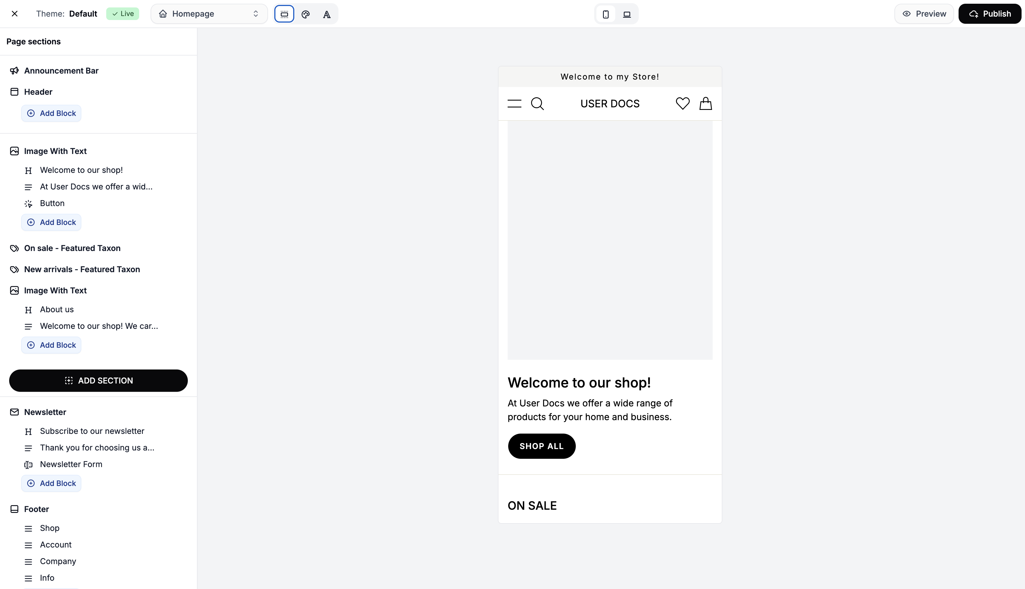 The Spree Commerce theme editor