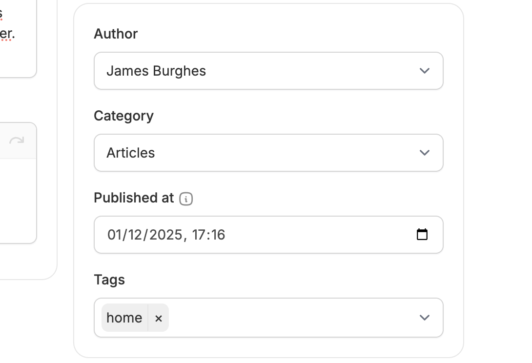 Setting an author and publish date on a blog post