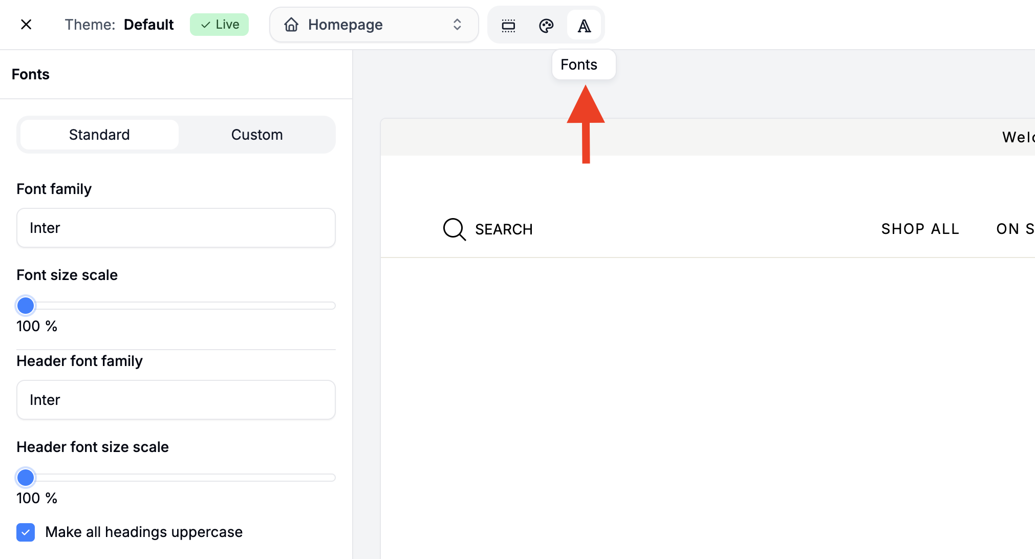 Setting fonts in the Spree Commerce theme editor