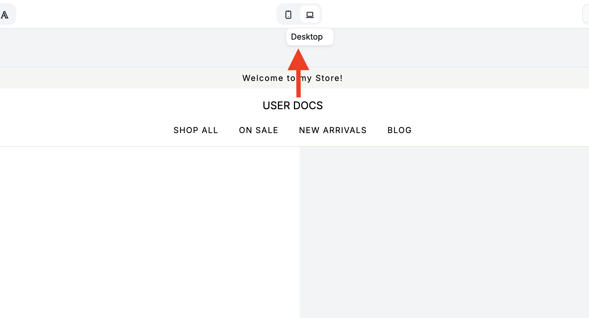Switch between mobile and desktop preview in the Spree Commerce theme editor