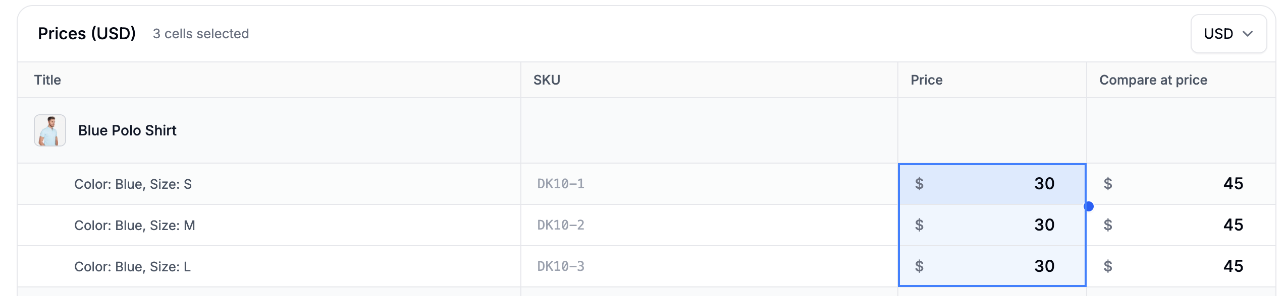 Updating price lists values in the Spree Commerce dashboard