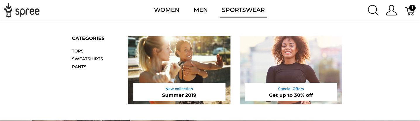 Spree UX mega menu