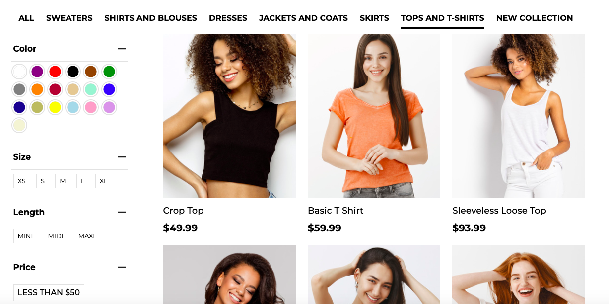 Product filters - Spree online store UX demo